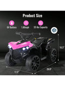 6V Kids Electric Ride-On ATV Quad Toy Car with Music, Headlights, and Pedal 4-Wheeler Magic Cars 3