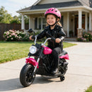 6V Children's Motorcycle with Removable Training Wheels, Sound Effects, and Non-slip Foot Pedal - Rose Red Magic Cars 3