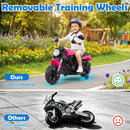 6V Children's Motorcycle with Removable Training Wheels, Sound Effects, and Non-slip Foot Pedal - Rose Red Magic Cars 6