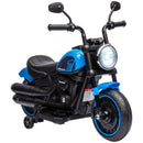 6V Kids Motorcycle with Training Wheels and Single Button Start Blue Magic Cars 2