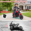 6V Children's Motorcycle Featuring Removable Training Wheels, Sound Effects, and LED Lights - Red Magic Cars 6