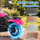 6V Children's Motorcycle Featuring Removable Training Wheels, Sound Effects, and LED Lights - Rose Red Magic Cars 9