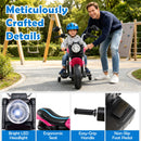 6V Children's Motorcycle Featuring Removable Training Wheels, Sound Horn, Music, and Treaded Tires - Rose Red Magic Cars 10