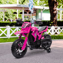 6V Kids Motorcycle with Training Wheels, Horn, Start Sound - Pink Magic Cars 8