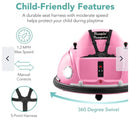 6V Kids Ride-On Bumper Car Toy with Remote Control, Safety Harness, Lights, and 360-Degree Spin – Pink Magic Cars 3