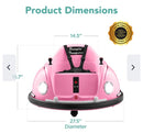 6V Kids Ride-On Bumper Car Toy with Remote Control, Safety Harness, Lights, and 360-Degree Spin – Pink Magic Cars 4