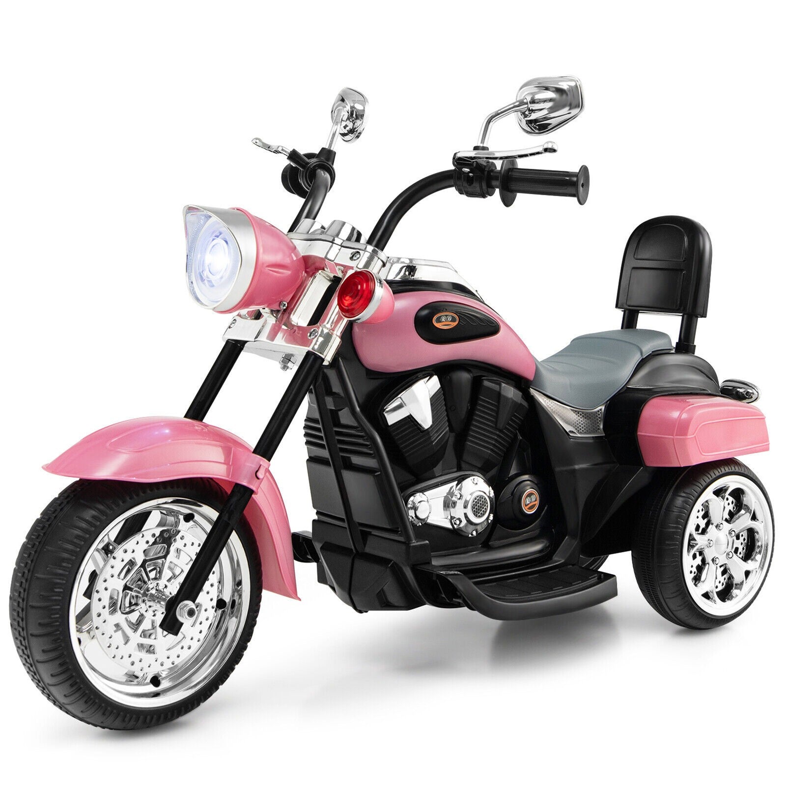 6V Kids Ride On Chopper Motorcycle 3 Wheel Trike with Headlight Pink