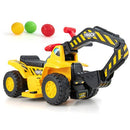 6V Children’s Ride-On Excavator Toy with Collapsible Basketball Hoop - Yellow Magic Cars Variant 0