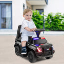 6V Battery-Powered Kids Ride-On Police Car Toy with Side Megaphone in Black Magic Cars 2