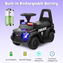 6V Battery-Powered Kids Ride-On Police Car Toy with Side Megaphone in Black Magic Cars 3