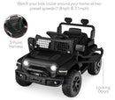 6V Kids Ride-On Jeep Truck Car with LED Lights and Parent Remote Control Black for Ages 3 to 5 Magic Cars 3