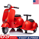 6V Licensed Red Vespa Scooter with Sidecar Kids Ride-On Motorcycle Toy Magic Cars 0