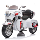 White 3-Wheel 12V Electric Motorcycle for Kids with Key Start and Two Seats