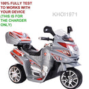 3-Wheel 6V Ride-On Motorcycle with AC Wall Charger and Adapter, Grey Magic Cars 1