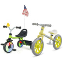 Green 2-in-1 Toddler Bike Set: Balance Bike and Tricycle with Basket