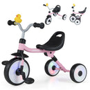 Pink Toddler Tricycle with Adjustable Seat and Storage Basket