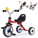 Red Toddler Tricycle with Adjustable Seat and Kids' Storage Basket