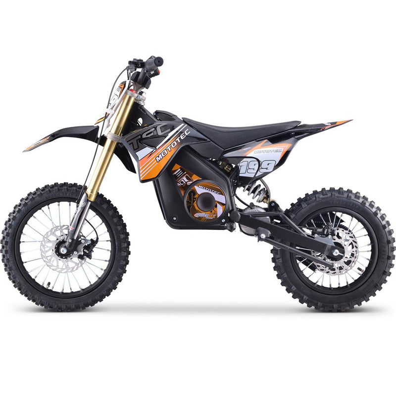 Orange MotoTec 48v Pro Electric Dirt Bike 1600w Lithium