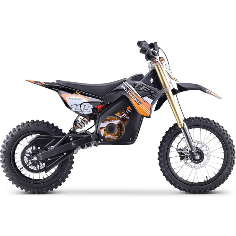 Orange MotoTec 48v Pro Electric Dirt Bike 1600w Lithium