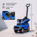 Qaba 3-In-1 Licensed Ford Push Car for Children Aged 18-36 Months