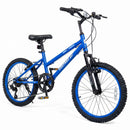 Adjustable 20-Inch Blue Mountain Bike for Kids with 7-Speed Gears and Suspension Fork