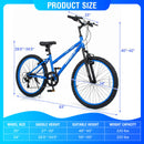Adjustable 24-Inch Blue Kids Mountain Bike with 7-Speed Gearing and Suspension Fork