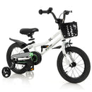 14-Inch Black and White Kids Bike with Training Wheels for Ages 3-5
