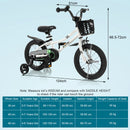 14-Inch Black and White Kids Bike with Training Wheels for Ages 3-5