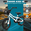 14-Inch Black and White Kids Bike with Training Wheels for Ages 3-5