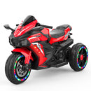 Red 12V Electric Motorcycle for Kids with LED Lights for Outdoor Fun