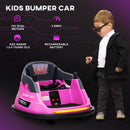 12V Kids Bumper Car with 360° Rotation and Safety Belt Pink Magic Cars 9