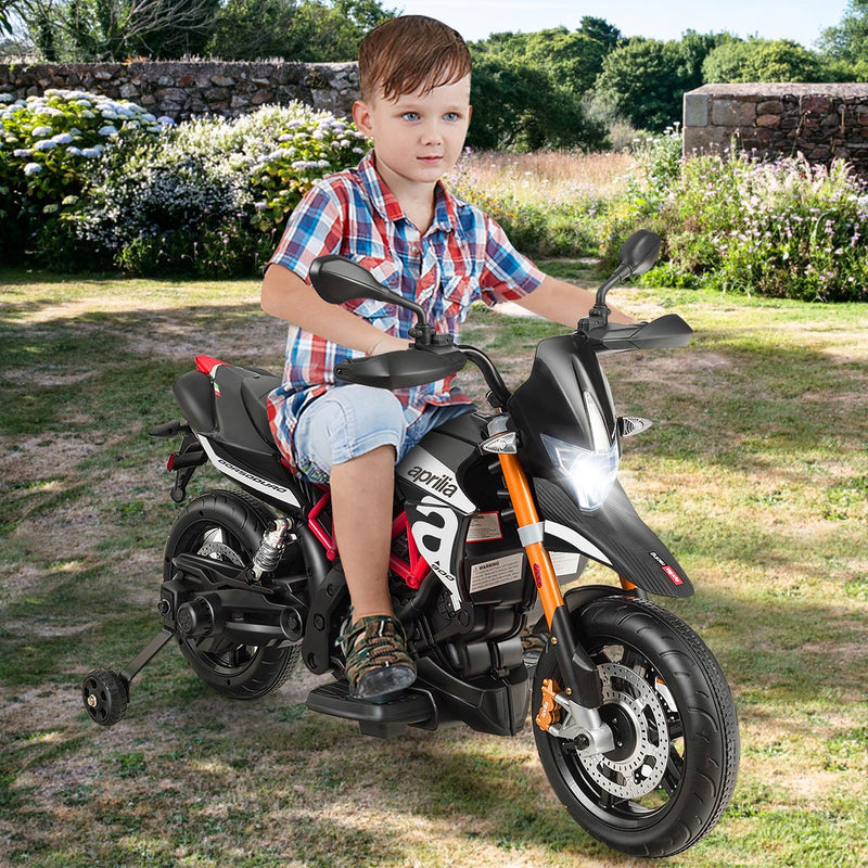 12V Licensed Kids Ride-On Motorcycle with Training Wheels Black Magic Cars 3