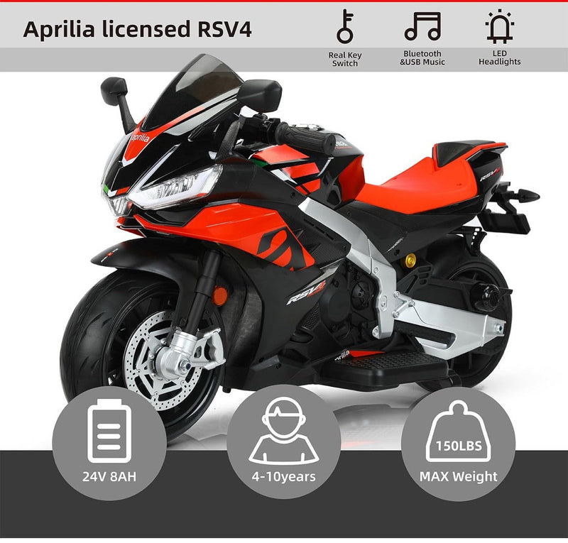 24V Licensed Kids Electric Motorcycle with Side Wheels and 10mph Speed Magic Cars 1