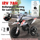 Licensed Kids Ride-On Motorcycle with 2 Training Wheels and Music, White Magic Cars 4