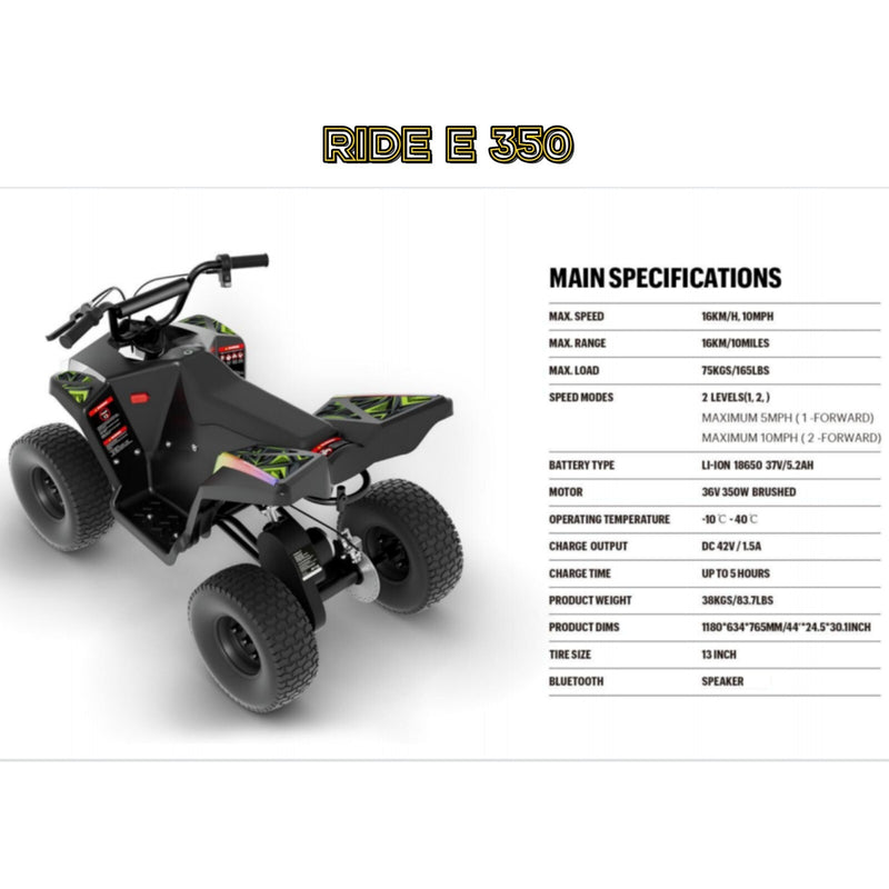 E350 Kids 4-Wheel Electric Ride-On ATV with 36V Li-Ion Battery Magic Cars 10