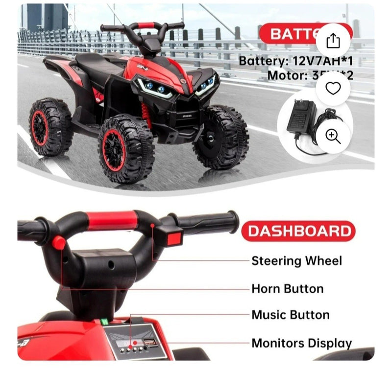 12V Red Ride-On ATV for Toddlers with Safe and Durable Design Magic Cars 2