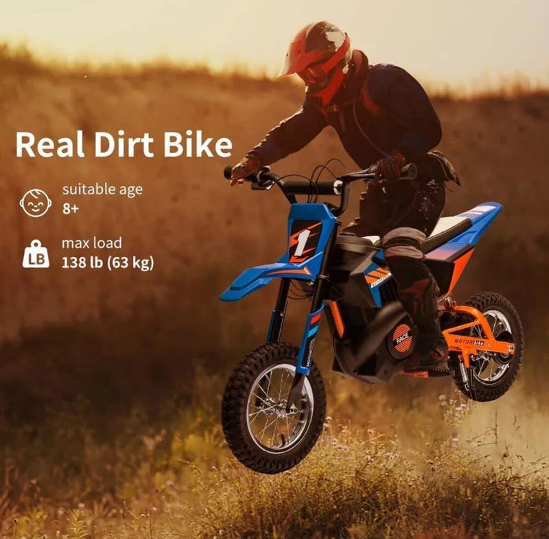 24V Electric Kids Dirt Bike for Ages 8+ Fast Motocross Style Blue Magic Cars 2