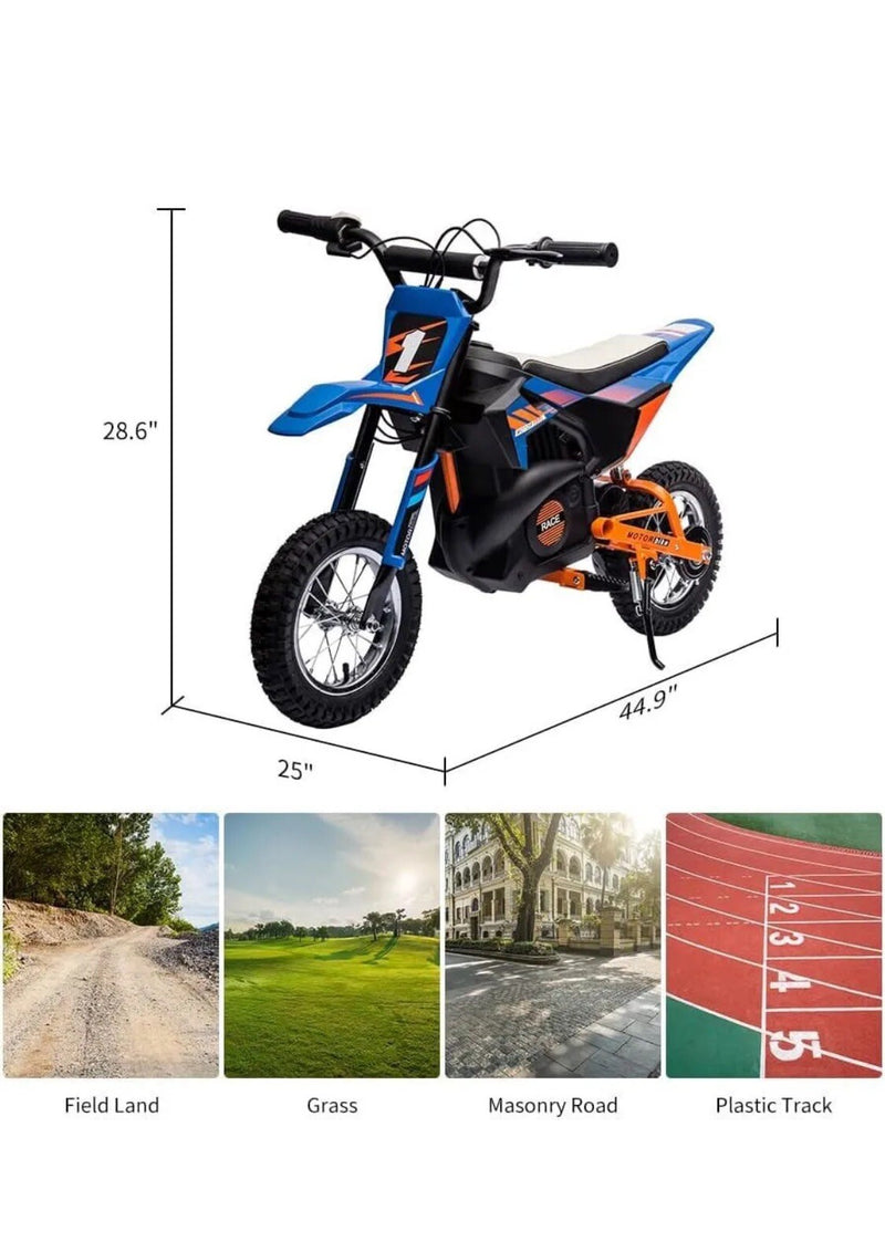 24V Electric Kids Dirt Bike for Ages 8+ Fast Motocross Style Blue Magic Cars 4