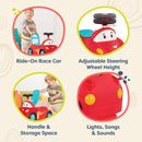 Push Ride-On Race Car Walker Toy with Handle and Storage Magic Cars 1