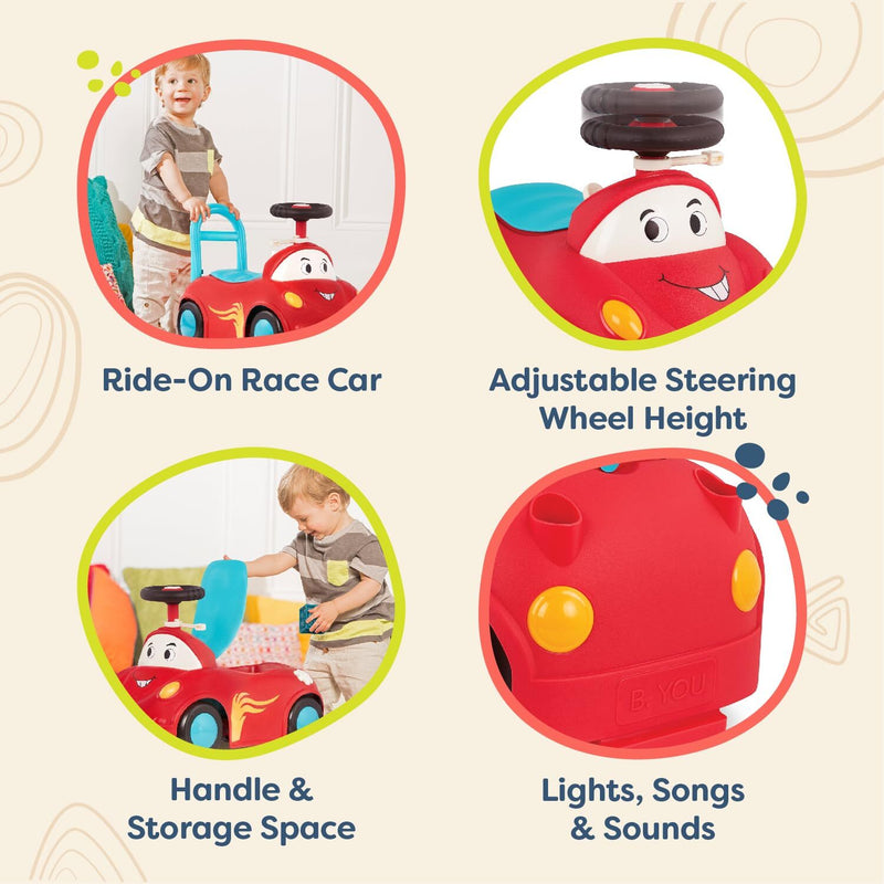 Push Ride-On Race Car Walker Toy with Handle and Storage Magic Cars 1