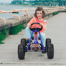 Kids Pedal Go Kart with Adjustable Seat and Handbrake 4-Wheel Ride-On Toy Blue Magic Cars 3