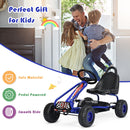Kids Pedal Go Kart with Adjustable Seat and Handbrake 4-Wheel Ride-On Toy Blue Magic Cars 4