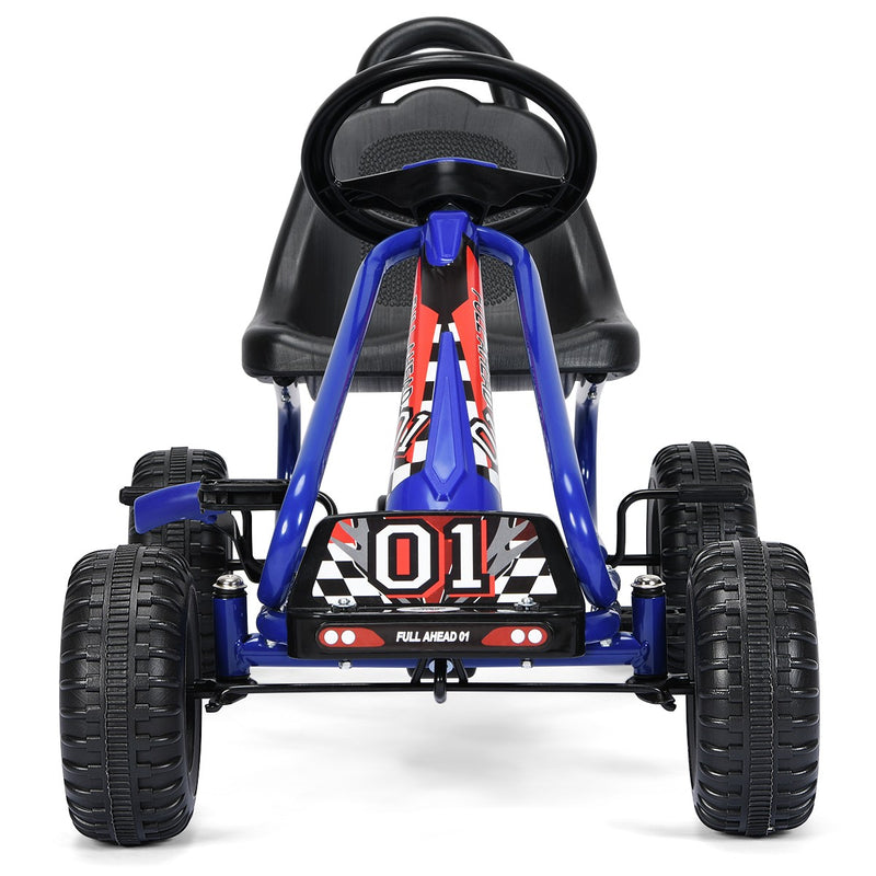 Kids Pedal Go Kart with Adjustable Seat and Handbrake 4-Wheel Ride-On Toy Blue Magic Cars 9