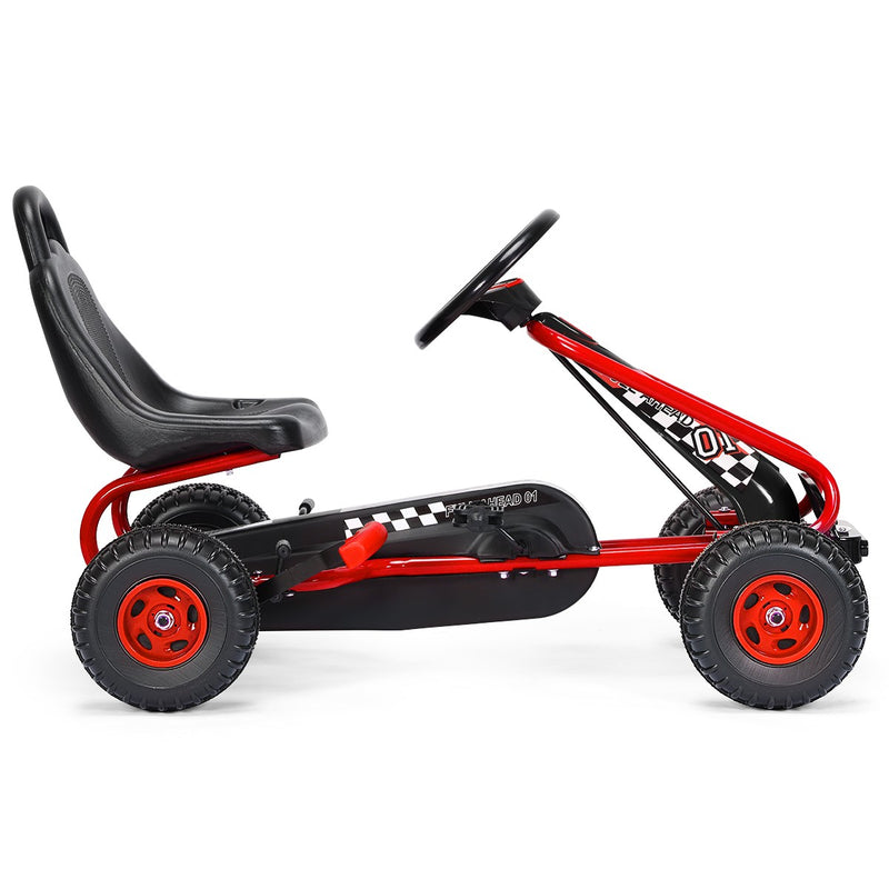 Kids Pedal Go-Kart with 4 Wheels, Adjustable Seat, Handbrake – Red Ride-On Toy Magic Cars 10