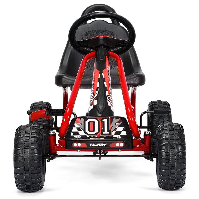 Kids Pedal Go-Kart with 4 Wheels, Adjustable Seat, Handbrake – Red Ride-On Toy Magic Cars 9