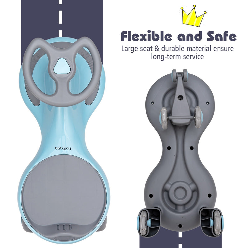 Wiggle Car Ride-On Toy with Flashing Wheels for Toddlers and Kids Blue Magic Cars 3