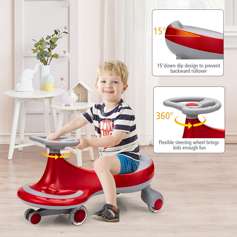 Wiggle Car Ride-On Toy with Flashing Wheels for Toddlers and Kids Red Magic Cars 4