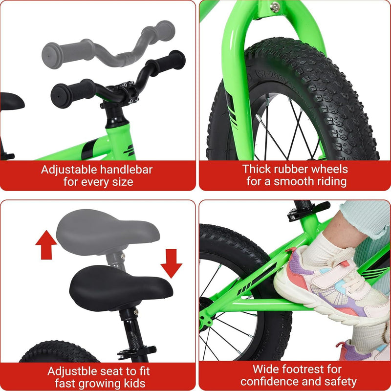 Lightweight Toddler Balance Bike with Adjustable Handlebar and Seat Magic Cars 21