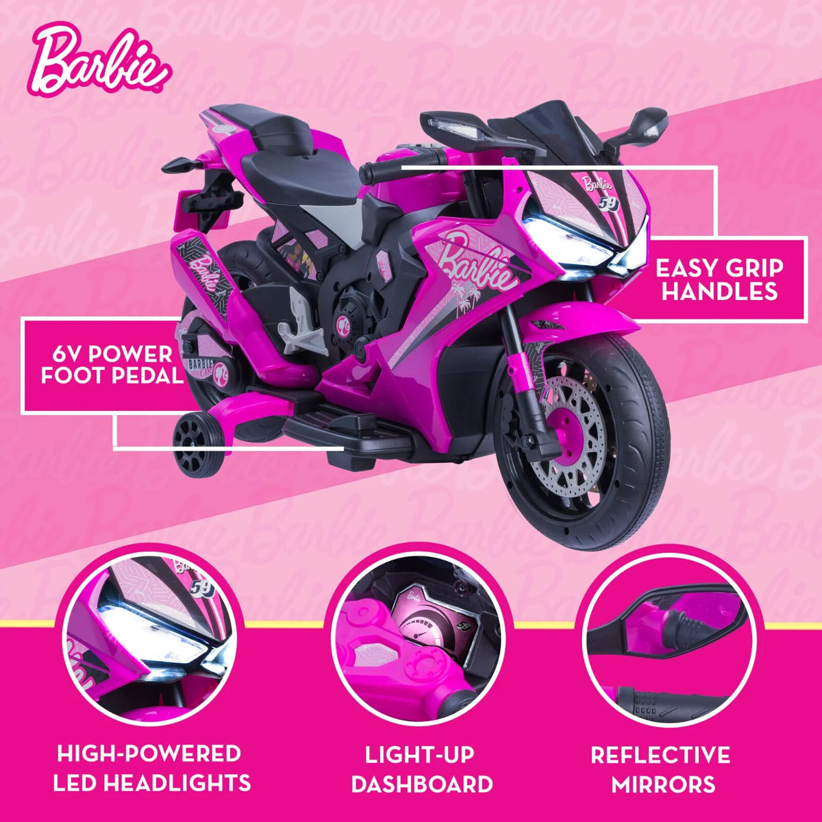 6V Motorcycle Ride-On Toy for Kids Ages 3+, Supports up to 65 lbs, 1 M