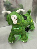 Plush Dinosaur Ride-On Scooter with LED Lights, Remote Control, and Footrests Magic Cars 3